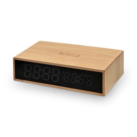 Bamboo Wireless Charger Clock