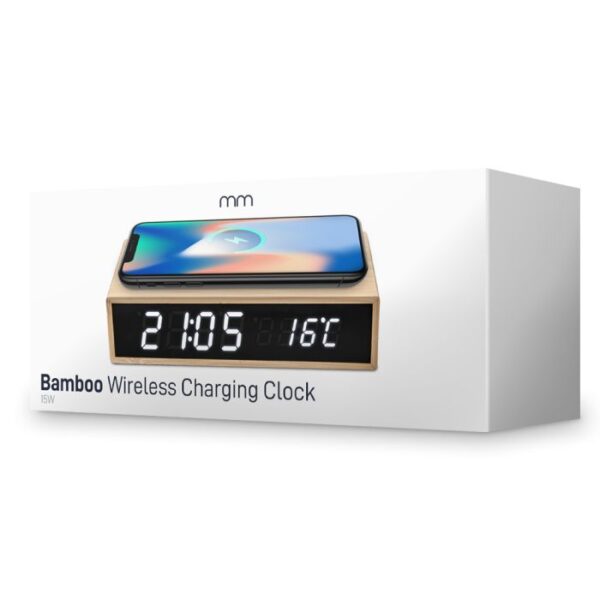Bamboo Wireless Charger Clock - Bilde 3